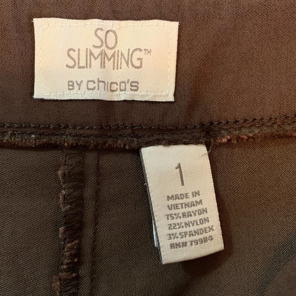 Chico's M 8 1 So Slimming Cropped Pants Brown - Picture 3 of 4